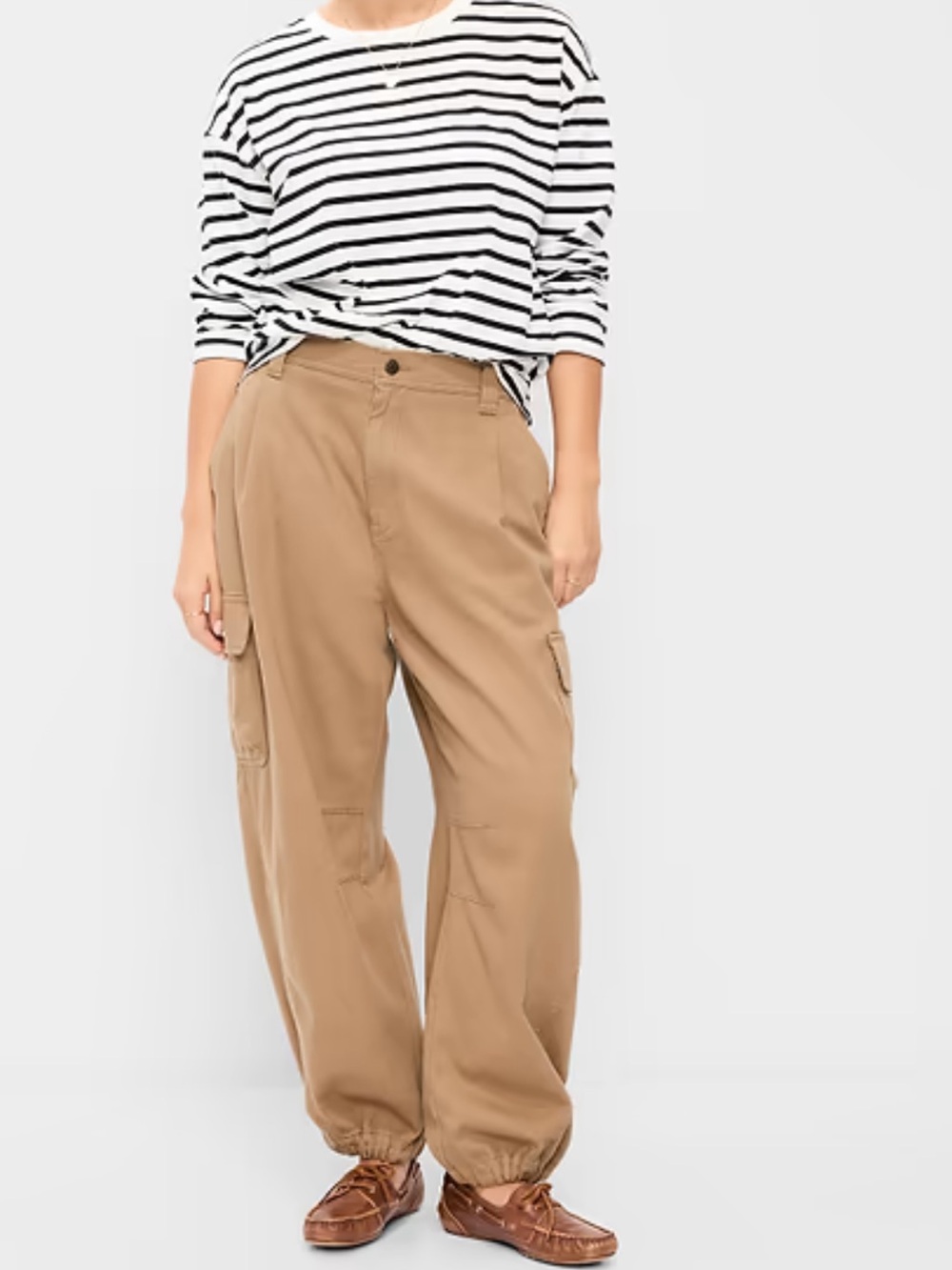 Old Navy Twill Barrel Cargo Cinch Pants Trousers in Teakwood Khaki Size Medium